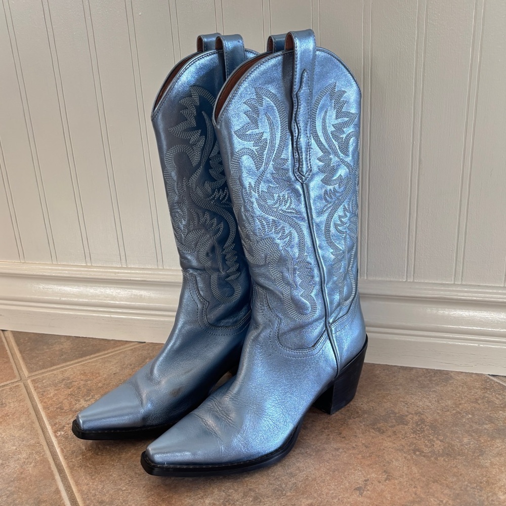 Jeffrey Campbell Dagget Blue Western Style Women's Cowboy Boots 7.5